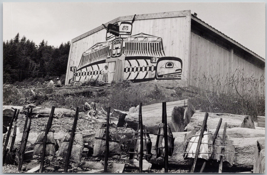 Alert Bay BC Indigenous Art Bird Building Postcard 