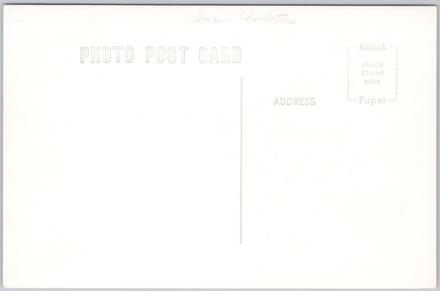 Alert Bay BC Indigenous Art Bird Building Woman by Door Unique RPPC Postcard 