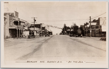 Beacon Avenue Sidney BC Sidney By The Sea Avenue Cafe RPPC Postcard 