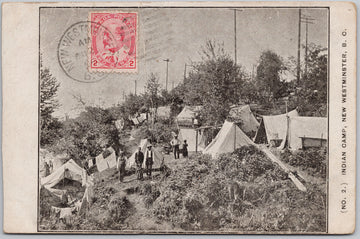 New Westminster BC First Nations Camp Indigenous People Postcard 