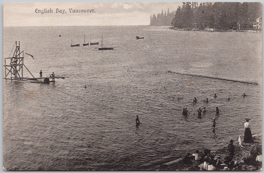 English Bay Vancouver BC British Columbia J. Howard Chapman Postcard
