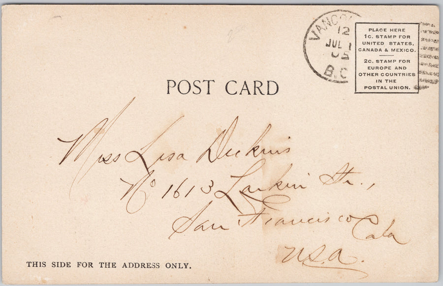 Vancouver BC from Hotel Vancouver British Columbia 1905 Postcard SP21