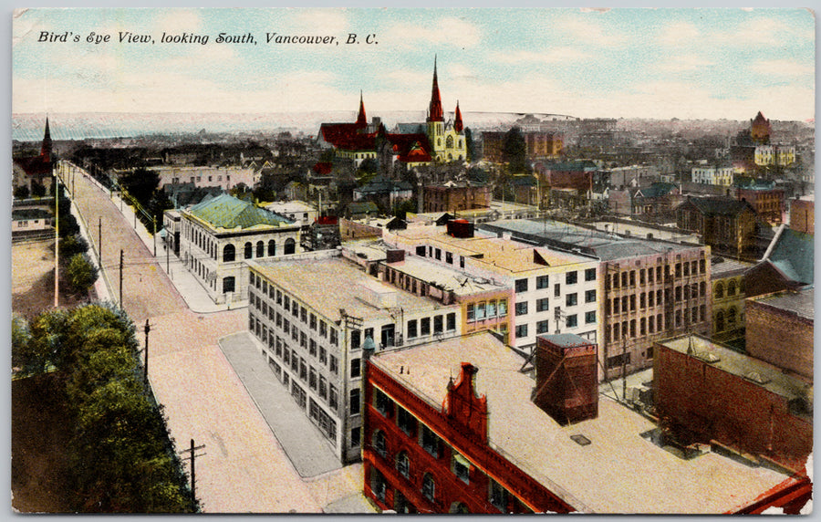 Vancouver BC Birdseye looking South  Postcard 