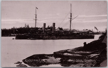 Flag Ship HMS 'Grafton' Esquimalt BC Victoria British Columbia Postcard 