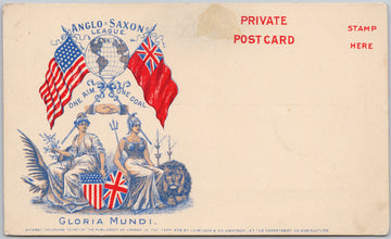 Patriotic Anglo Saxon League Gloria Mundi USA Red Ensign Flags Shields Canada Private Postcard