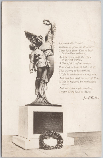 Angel of Victory Square CPR WW1 Memorial Deceased Soldier Vancouver BC Postcard 