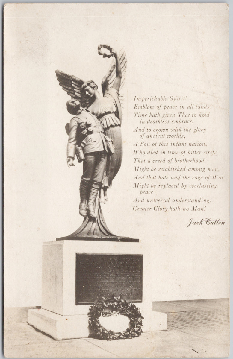 Angel of Victory Square CPR WW1 Memorial Deceased Soldier Vancouver BC Postcard 