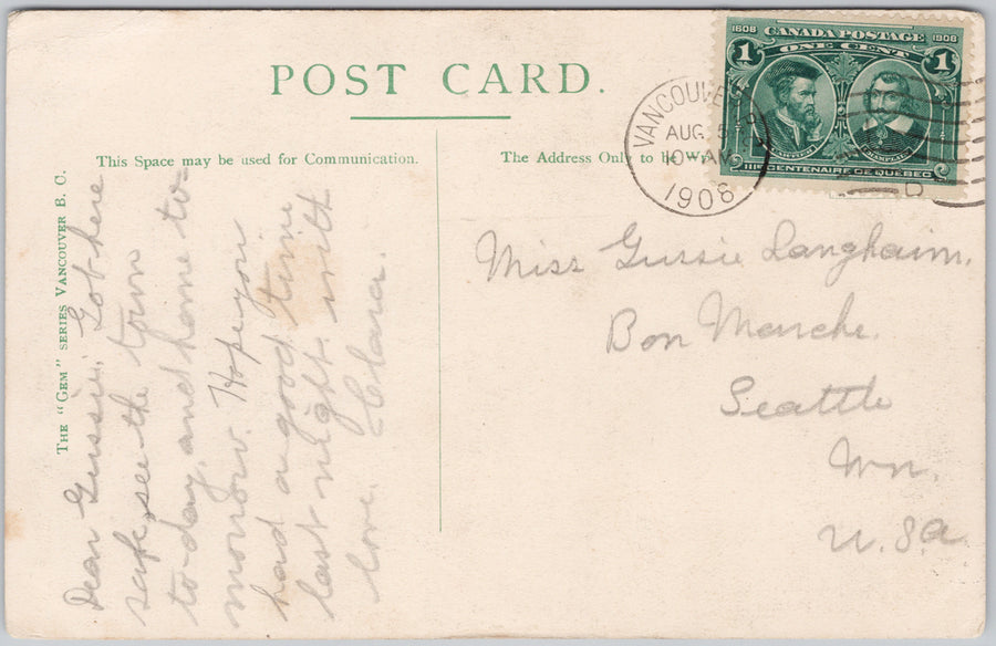 Big Tree Vancouver BC Big Hollow Stanley Park Horse Carriage British Columbia 1908 Gem Series Postcard