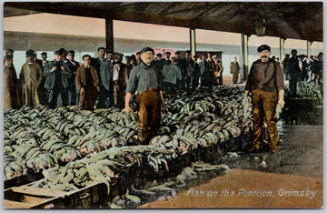 Fish on the Pontoon Grimsby England UK JM Wood Postcard 