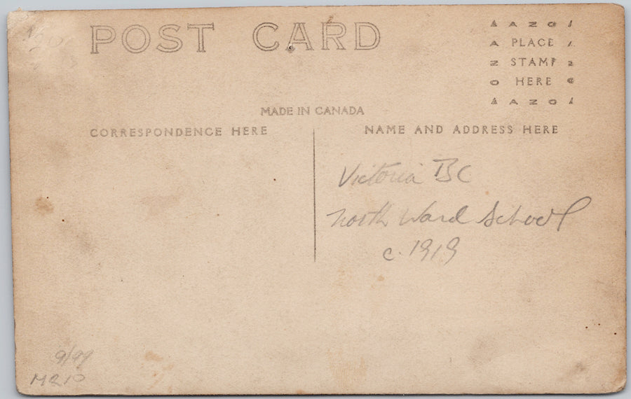 Victoria BC North Ward School 1919 Students Teachers Vancouver Island British Columbia Scarce RPPC Postcard 