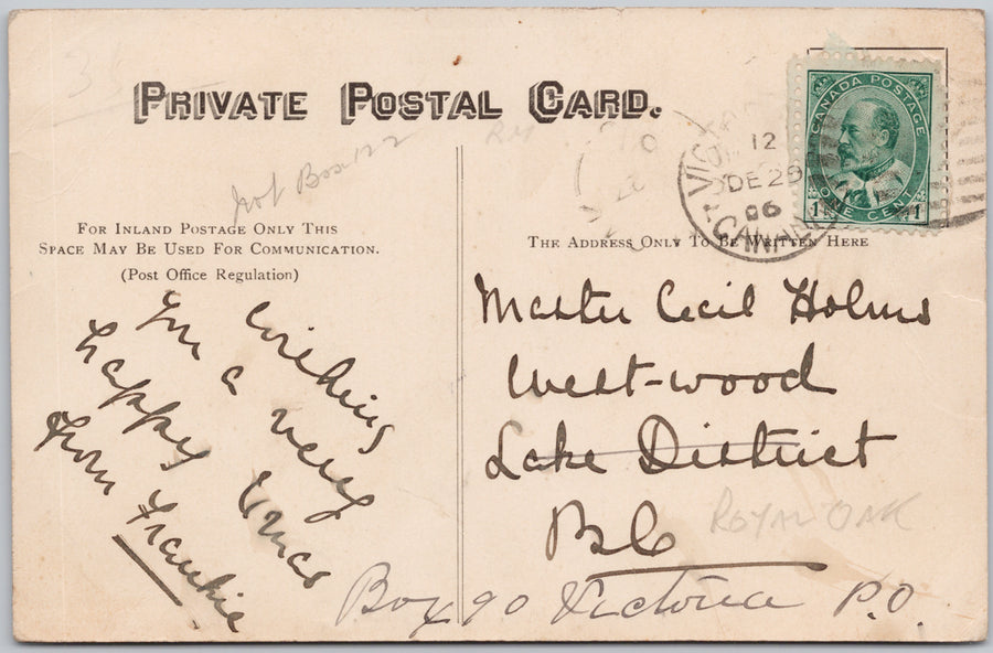 Enderby BC River and Bluff British Columbia 1906 Postcard