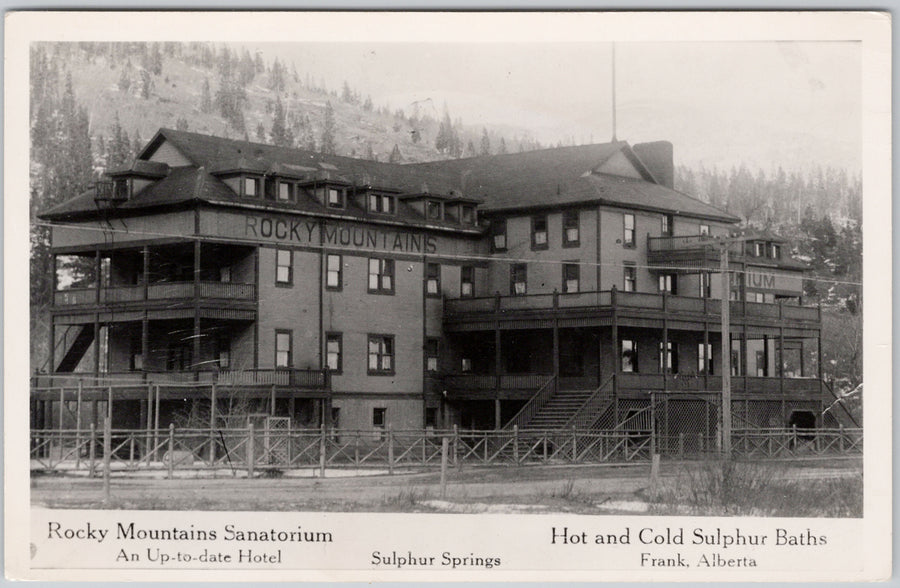 Frank Alberta Rocky Mountain Sanatorium Hotel Cold Sulphur Baths Sulphur Springs Postcard 