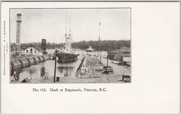 Ship at Dock Esquimalt Victoria BC Postcard 