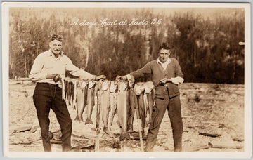 Kaslo BC Fishermen A Days Sport Fish Fishing Postcard 