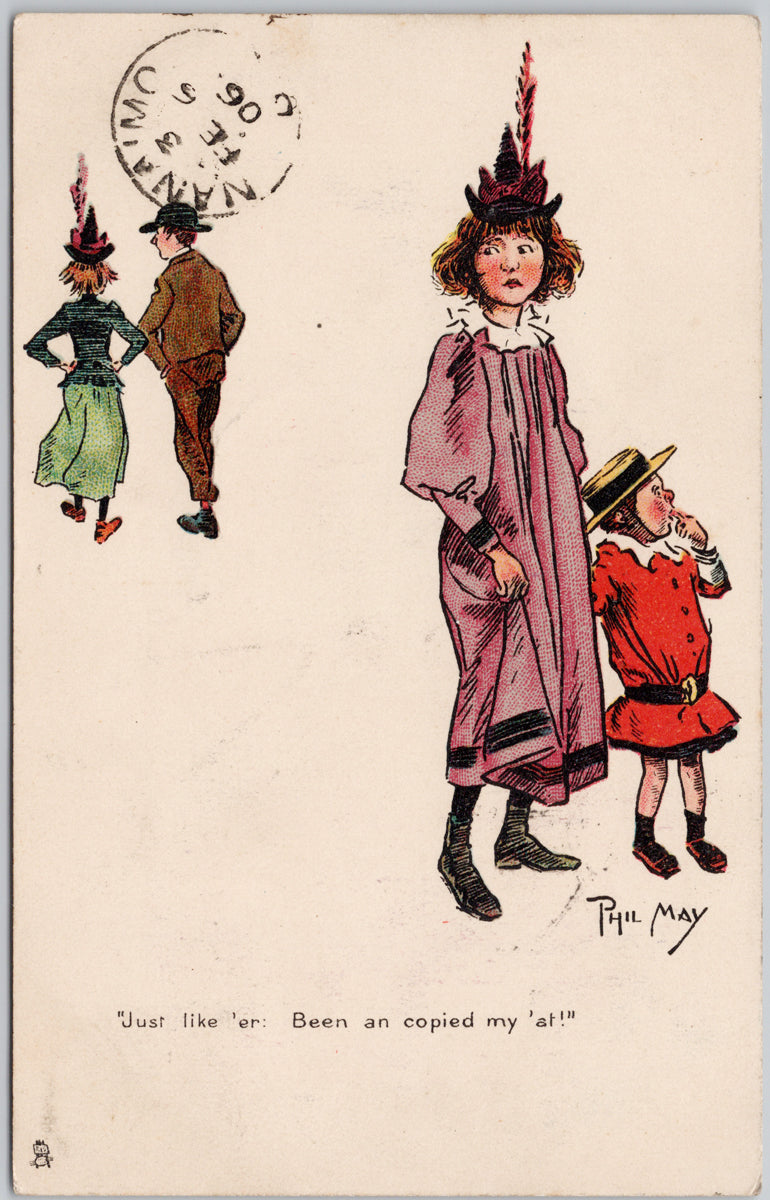 Phil May Artist Sketch Woman and Child 'Just like er, Been an copied my at' 1906 Tuck Postcard 