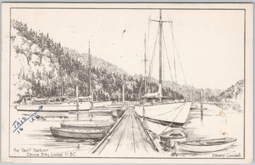 The Yacht Harbour Genoa Bay Lodge Cowichan Bay Vancouver Island Edward Goodall Artist Postcard 
