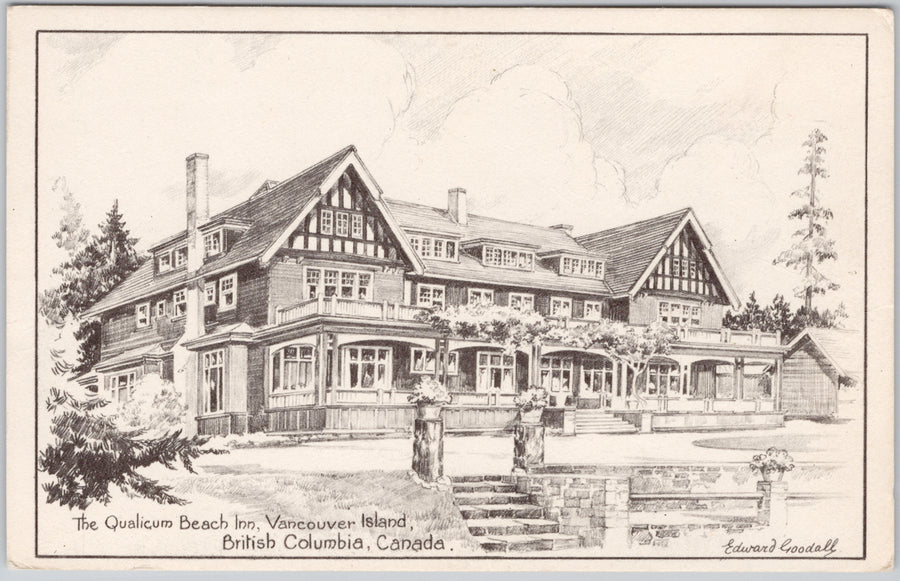 Qualicum Beach Inn Vancouver Island British Columbia Edward Goodall Artist Postcard 