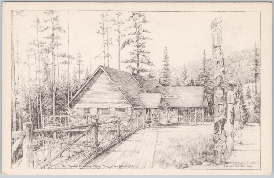 Malahat Mountain Chalet Vancouver Island British Columbia Edward Goodall Artist Postcard