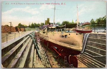 Victoria BC HMS Flora Esquimalt Dry Dock Postcard W J Clubb Postcard 
