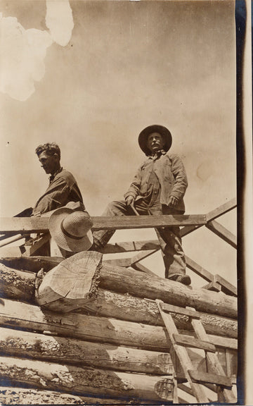 Canwood SK Two Men Building RPPC Postcard