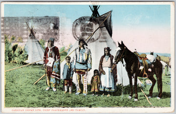 Chief Peacemaker and Family Canadian Indian Life Postcard 