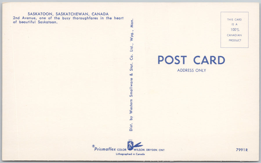 Saskatoon SK 2nd Avenue Hudson's Bay Store HBC King George Hotel Postcard 