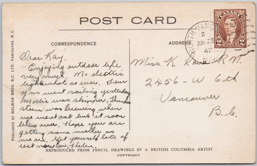 Yellow Point Lodge Fireplace Near Nanaimo Postcard 