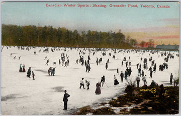 Canadian Winter Sports Ice Skating Hockey Grenadier Pond Toronto Postcard