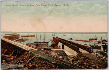 North Sydney Nova Scotia Steel & Coal Co's Piers Postcard 