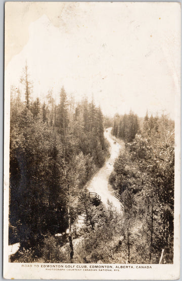 Edmonton Alberta Road to Golf Course AB Alta CNR RPPC Postcard 