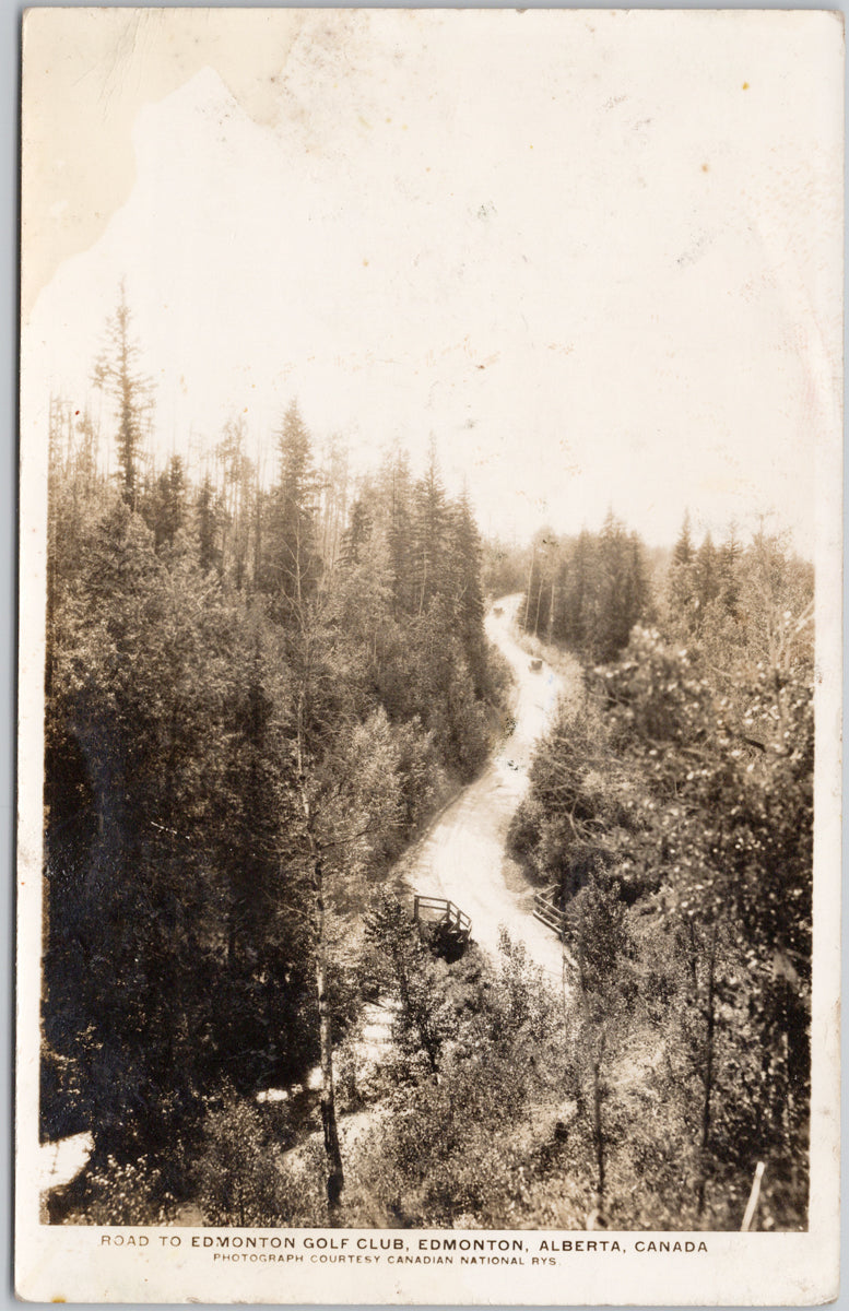 Edmonton Alberta Road to Golf Course AB Alta CNR RPPC Postcard 