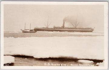 SS 'Victoria' Passenger Ship at Nome Roadstead Alaska Unique RPPC Postcard 