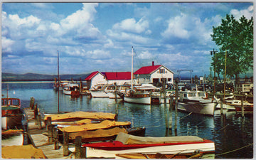 Burlington Yacht Basin Lake Champlain VT Vintage Litho Postcard
