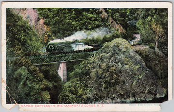 Vintage Napier Express Train Manawatu Gorge NZ 1907 Postcard