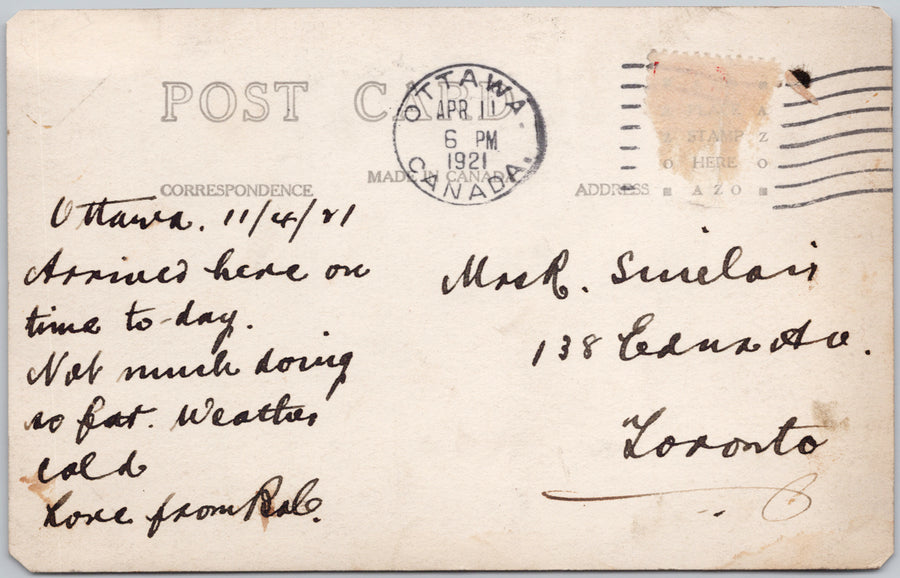 Ottawa ON Aerial View Ottawa River & Interprovincial Bridge 1920s RPPC Postcard