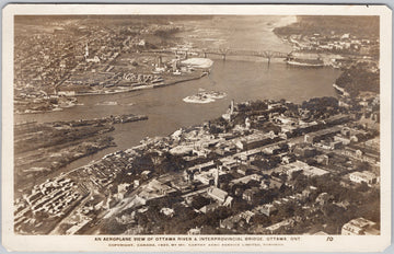 Ottawa ON Aerial View Ottawa River &Postcard 