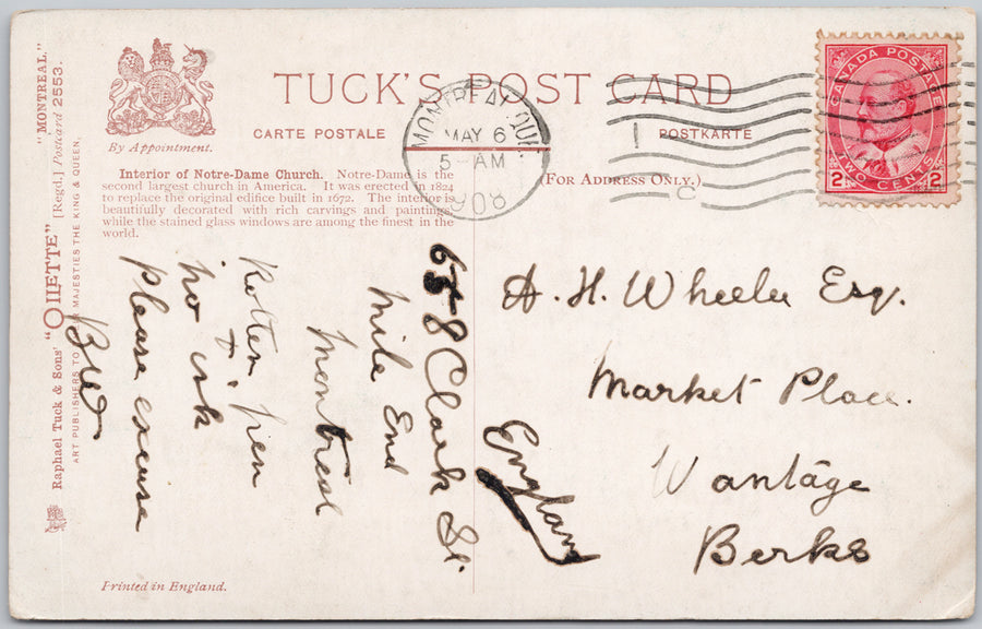Montreal QC Notre Dame Church  Postcard 