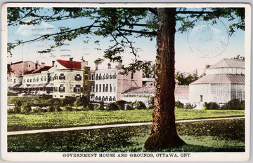 Ottawa Government House & Grounds Lithograph Ontario Vintage 1930 Postcard 