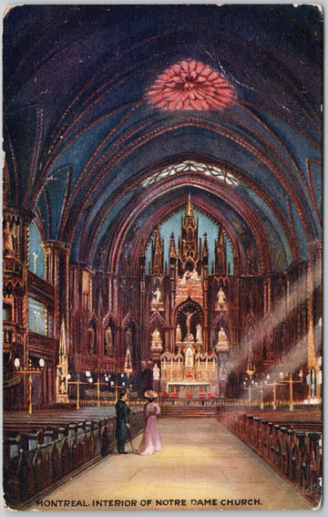 Montreal QC Notre Dame Church Interior 1908 Tuck Postcard 