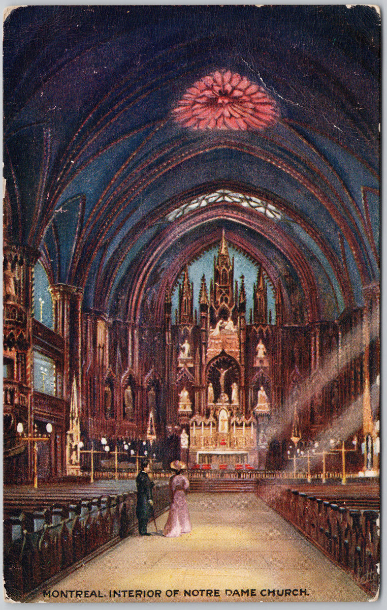 Montreal QC Notre Dame Church Interior 1908 Tuck Postcard 