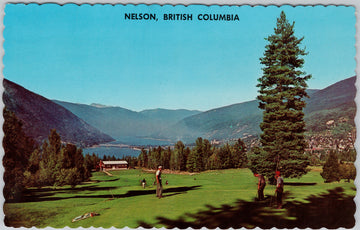 Nelson BC Golf Course Golfer Kootenay Region Postcard 