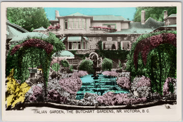 Victoria BC Italian Garden Butchart Gardens RPPC Postcard 