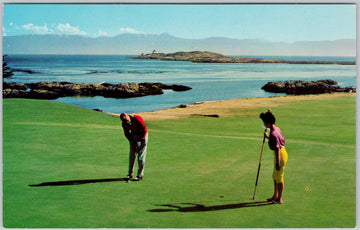 Victoria BC Golf Course Oak Bay Trial Island Man Woman Golfing Postcard 