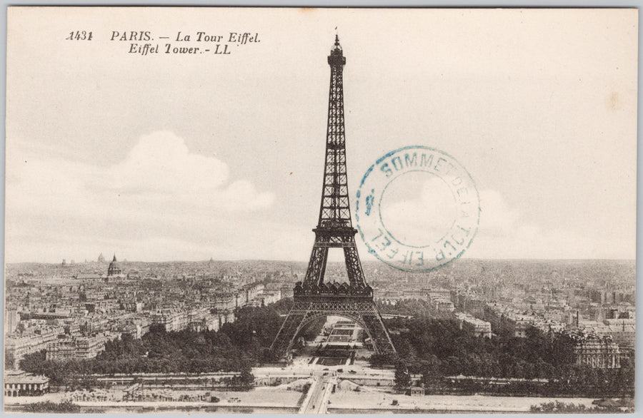 Paris Eiffel Tower LL 1431 France Postcard 