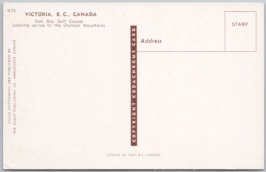 Victoria BC Oak Bay Golf Course Olympic Mountains Postcard SP22
