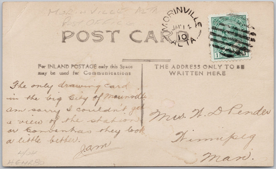 Scarce Post Office Morinville Alberta AB  Postcard 