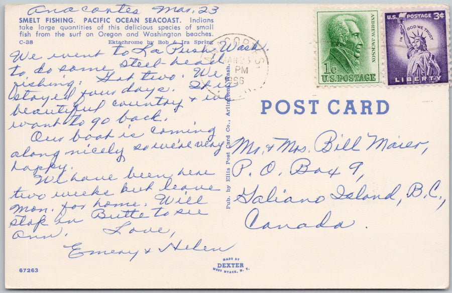 Smelt Fishing Pacific Ocean Seacoast Oregon Washington Postcard SP22