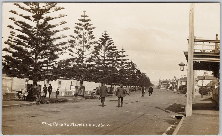 Napier New Zealand The Parade 1919 Frank Duncan RPPC Postcard 