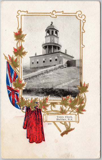 Town Clock Halifax NS Patriotic Souvenir Postcard 