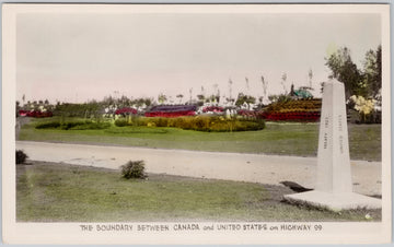 Boundary between Canada and USA Blaine WA Surrey BC RPPC Postcard 